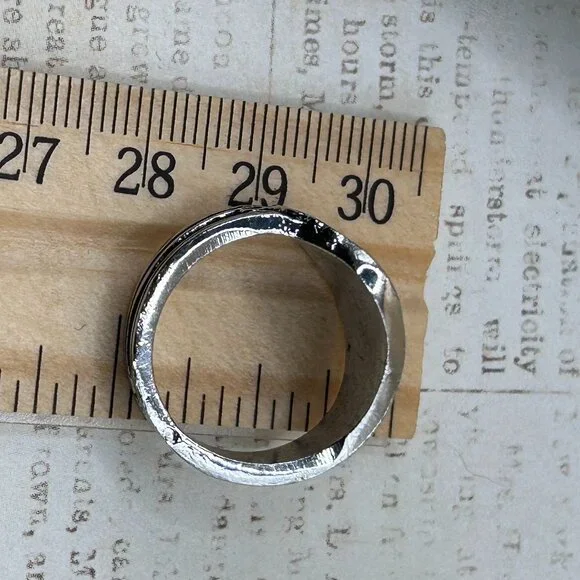 Silver Gold Mushroom Wide Band Ornate Ring Fantasy Cottagecore Botanical Theme - Picture 3 of 13